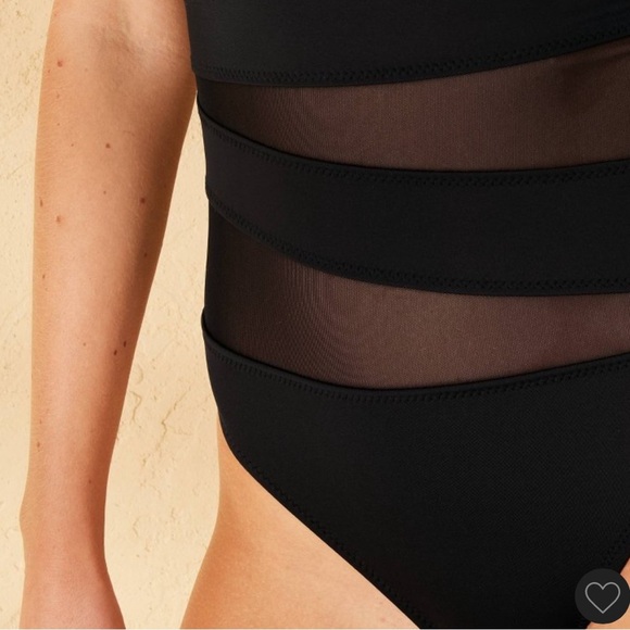 Shade and Shore Mesh Front Medium Coverage One Piece Swimsuit size XL Black - Picture 3 of 11